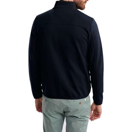 Doudoune en coton mélangé marine unie avec une coupe droite et un col montant - Image 2