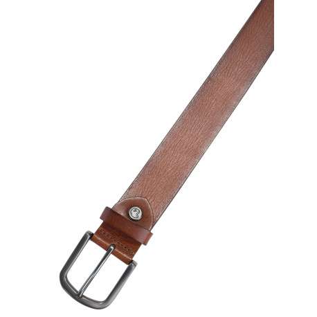 Ceinture en cuir de vache camel unie pourvue d'une fermeture par boucle ardillon - Image 3