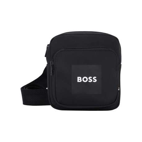 Sacoche noire unie avec une bandoulière ajustable et une fermeture zippée