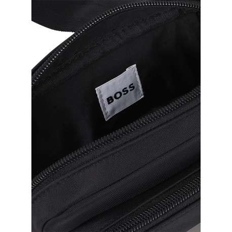 Sacoche noire unie avec une bandoulière ajustable et une fermeture zippée - Image 3