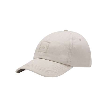 Casquette en coton beige unie avec un logo cousu sur le pan