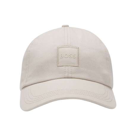 Casquette en coton beige unie avec un logo cousu sur le pan - Image 2