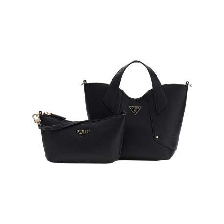 Sac à main noir en maille grainée pourvu d'un deuxième sac amovible