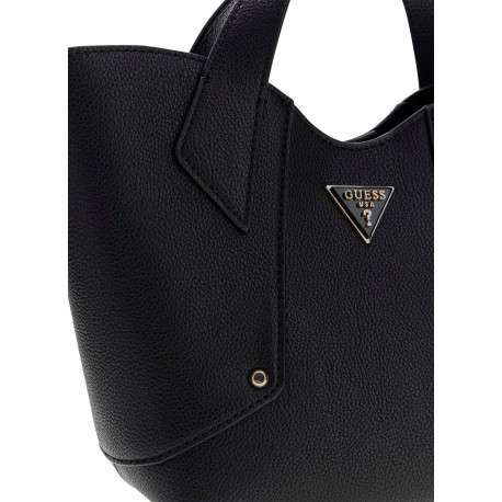 Sac à main noir en maille grainée pourvu d'un deuxième sac amovible - Image 4
