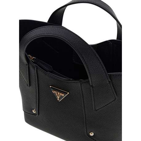Sac à main noir en maille grainée pourvu d'un deuxième sac amovible - Image 5