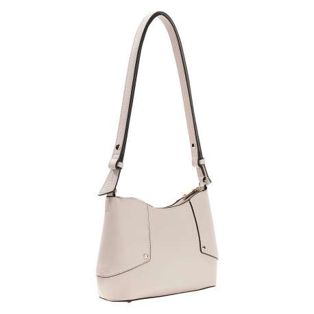 Sac à main à porté épaule écru en maille grainée pourvu d'une fermeture zippée - Image 2