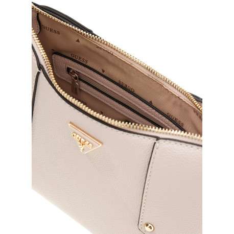 Sac à main à porté épaule écru en maille grainée pourvu d'une fermeture zippée - Image 3