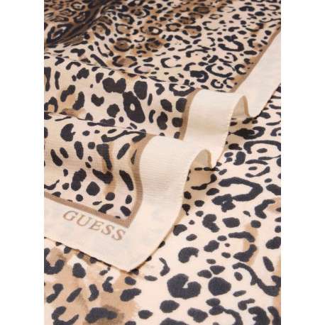 Foulard beige orné d'un motif animalier et du nom de la marque - Image 2
