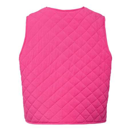 Gilet fuchsia uni sans manche avec une coupe droite et un col rond - Image 2