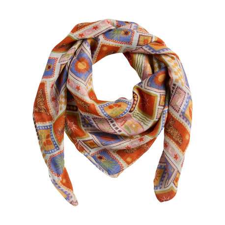 Foulard multicolore pourvu d'un imprimé aspect carrelage mosaïque