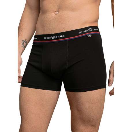 Lot de 2 boxers classiques en coton multicolores unis pourvu du nom de la marque - Image 2
