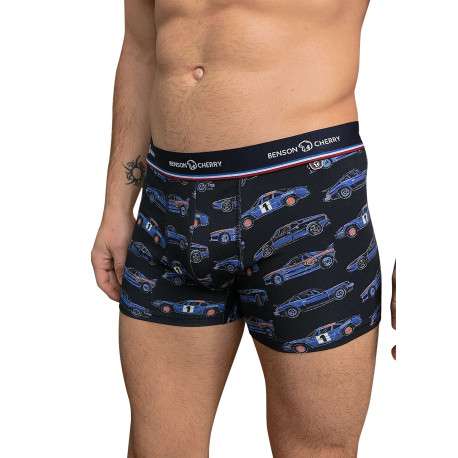 Lot de 2 boxers classiques en coton marine unis avec le nom de la marque