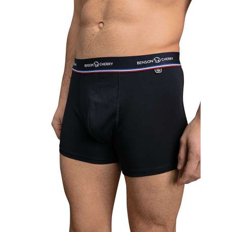 Lot de 2 boxers classiques en coton marine unis avec le nom de la marque - Image 2