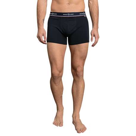 Lot de 2 boxers classiques en coton marine unis avec le nom de la marque - Image 3