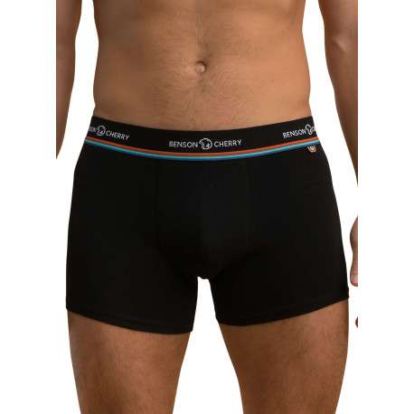 Lot de 2 boxers classiques en coton noir uni avec le nom de la marque