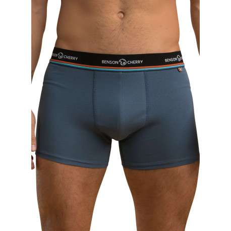 Lot de 2 boxers classiques en coton multicolores unis avec une taille élastiquée - Image 2