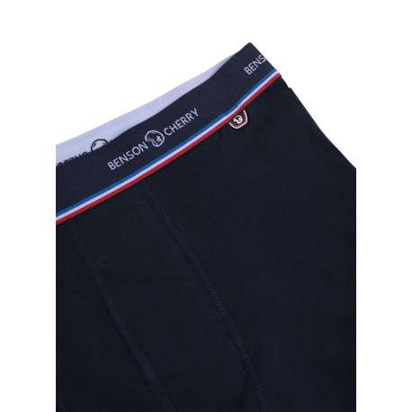 Lot de 2 boxers classiques en coton blanc et marine unis avec nom de la marque - Image 2