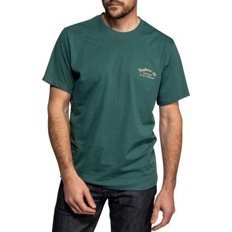 T-shirt Vernon en coton vert à coupe droite pourvu d'un col rond