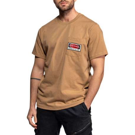 T-shirt Vilas en coton beige à coupe droite pourvu d'un col rond