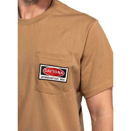 T-shirt Vilas en coton beige à coupe droite pourvu d'un col rond - Image 3