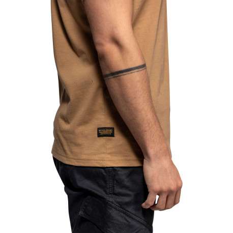 T-shirt Vilas en coton beige à coupe droite pourvu d'un col rond - Image 4