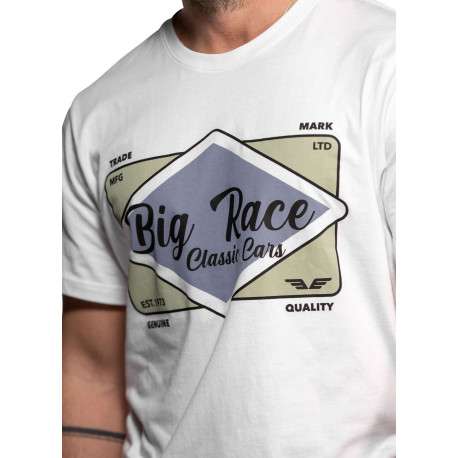 T-shirt Rusk en coton blanc imprimé à coupe droite pourvu d'un col rond - Image 3