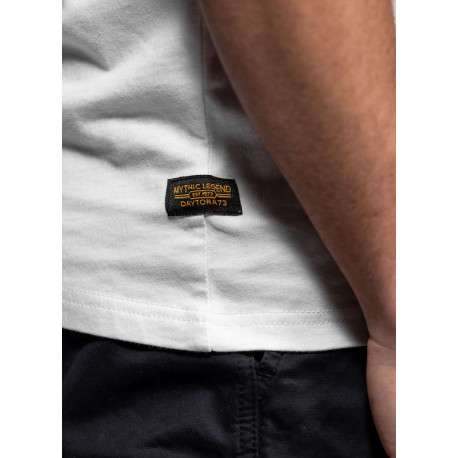 T-shirt Rusk en coton blanc imprimé à coupe droite pourvu d'un col rond - Image 4