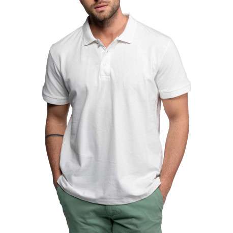 Polo Baytown en coton blanc à coupe droite pourvu d'un col boutonné