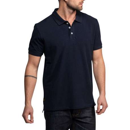 Polo Baytown en coton marine à coupe droite pourvu d'un col boutonné