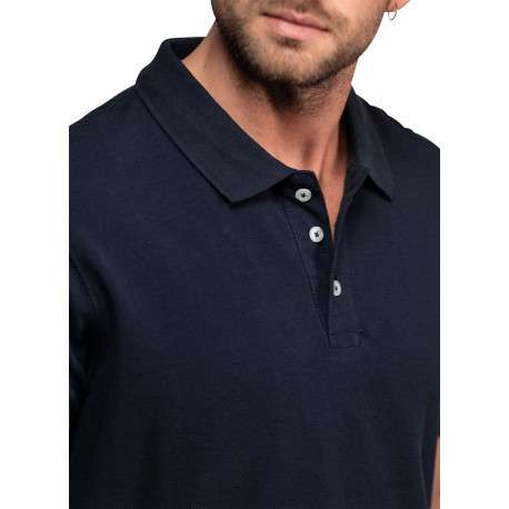 Polo Baytown en coton marine à coupe droite pourvu d'un col boutonné - Image 3