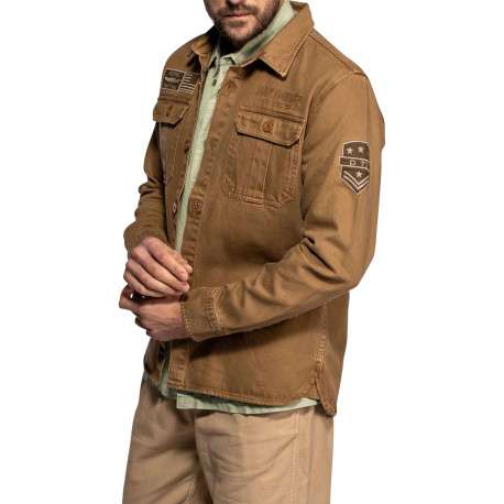 Surchemise Wayne en coton brune à coupe droite pourvue d'un col à revers - Image 3