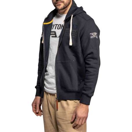 Sweat zippé Tillman en coton mélangé marine à coupe droite pourvu d'une capuche - Image 3