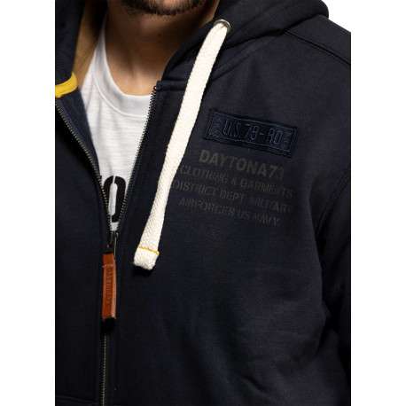 Sweat zippé Tillman en coton mélangé marine à coupe droite pourvu d'une capuche - Image 5