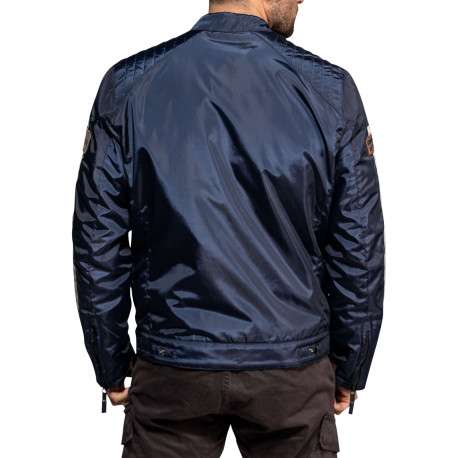 Blouson Gilmer marine à coupe droite pourvu d'un col à boutons pression - Image 2