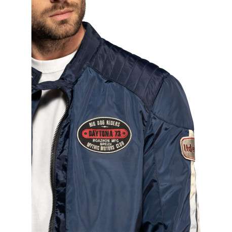 Blouson Gilmer marine à coupe droite pourvu d'un col à boutons pression - Image 4