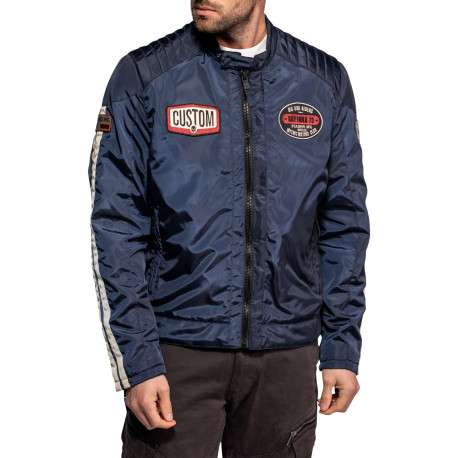Blouson Gilmer marine à coupe droite pourvu d'un col à boutons pression - Image 6