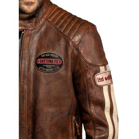 Blouson Corning en cuir d'agneau brun à coupe droite pourvu d'un col boutonné - Image 5