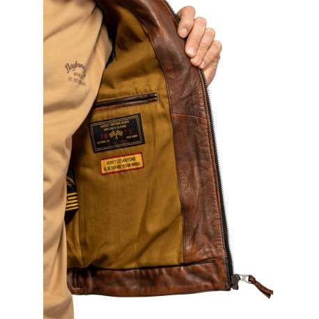 Blouson Corning en cuir d'agneau brun à coupe droite pourvu d'un col boutonné - Image 7