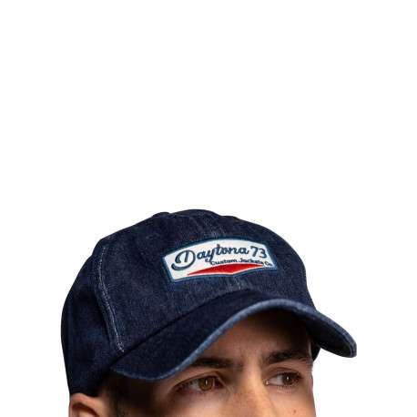 Casquette Roswell en coton bleue denim pourvue du patch de la marque