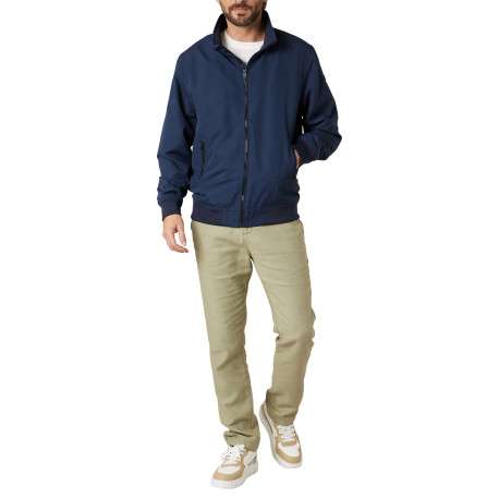 Blouson marine uni pourvu d'un col montant et d'une coupe droite - Image 3