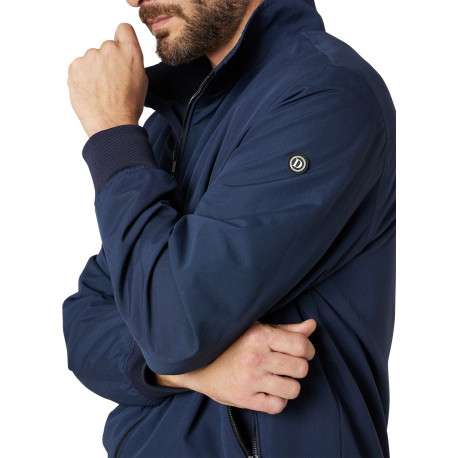 Blouson marine uni pourvu d'un col montant et d'une coupe droite - Image 4