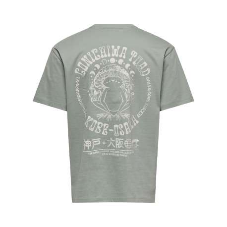 T-shirt en coton vert à imprimé avec une coupe droite et un col rond - Image 2