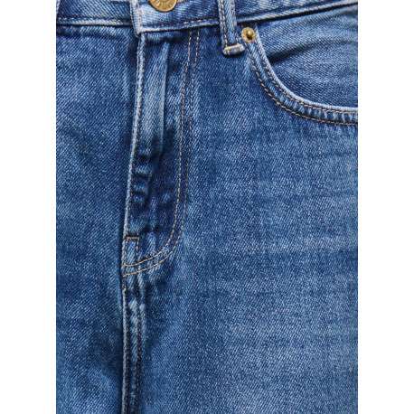 Short en coton biologique bleu uni à coupe droite muni d'un zip et d'un bouton - Image 3
