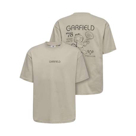 T-shirt en coton biologique beige à imprimé avec une coupe droite et un col rond - Image 4
