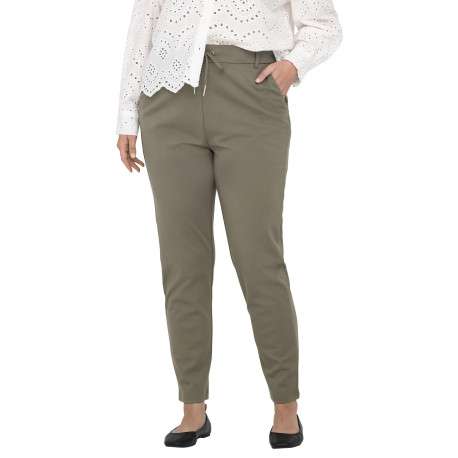 Pantalon jogging olive uni pourvu d'une coupe slim et d'une taille intermédiaire - Image 3