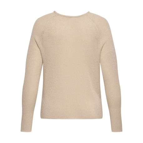 Pull beige uni pourvu d'une coupe droite et de manches longues - Image 2