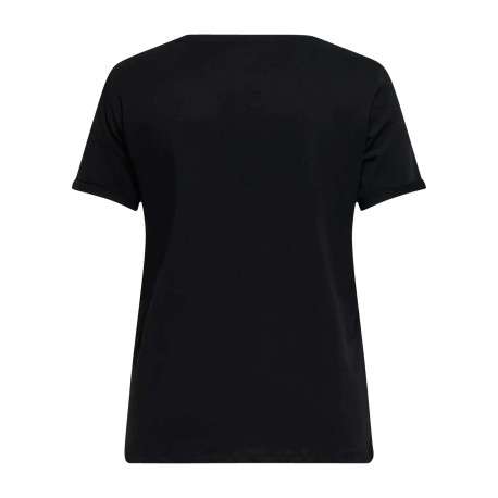 T-shirt en coton biologique noir uni pourvu d'un coeur imprimé sur la poitrine - Image 2