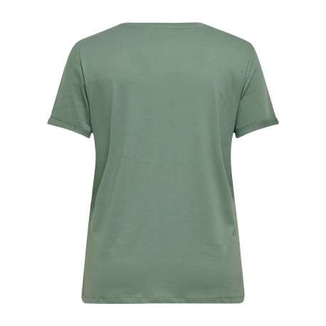 T-shirt en coton biologique vert uni pourvu d'un bisou imprimé sur la poitrine - Image 2