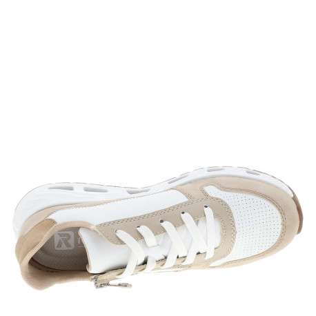 Baskets running beiges à talon compensé avec des lacets et un zip latéral - Image 4