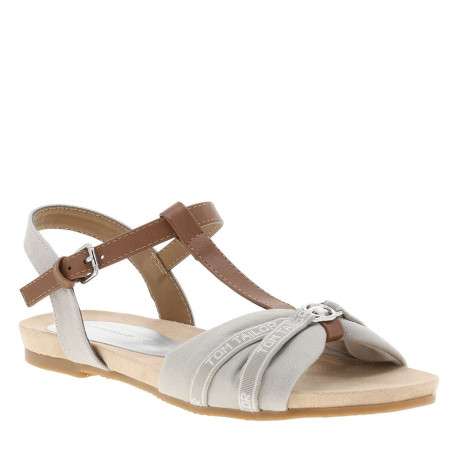 Nu-pieds beiges à semelle plate avec une fermeture à boucle à ardillon - Image 3